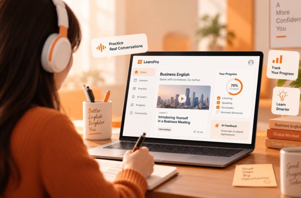 Building a connected AI-powered learning platform for business English training