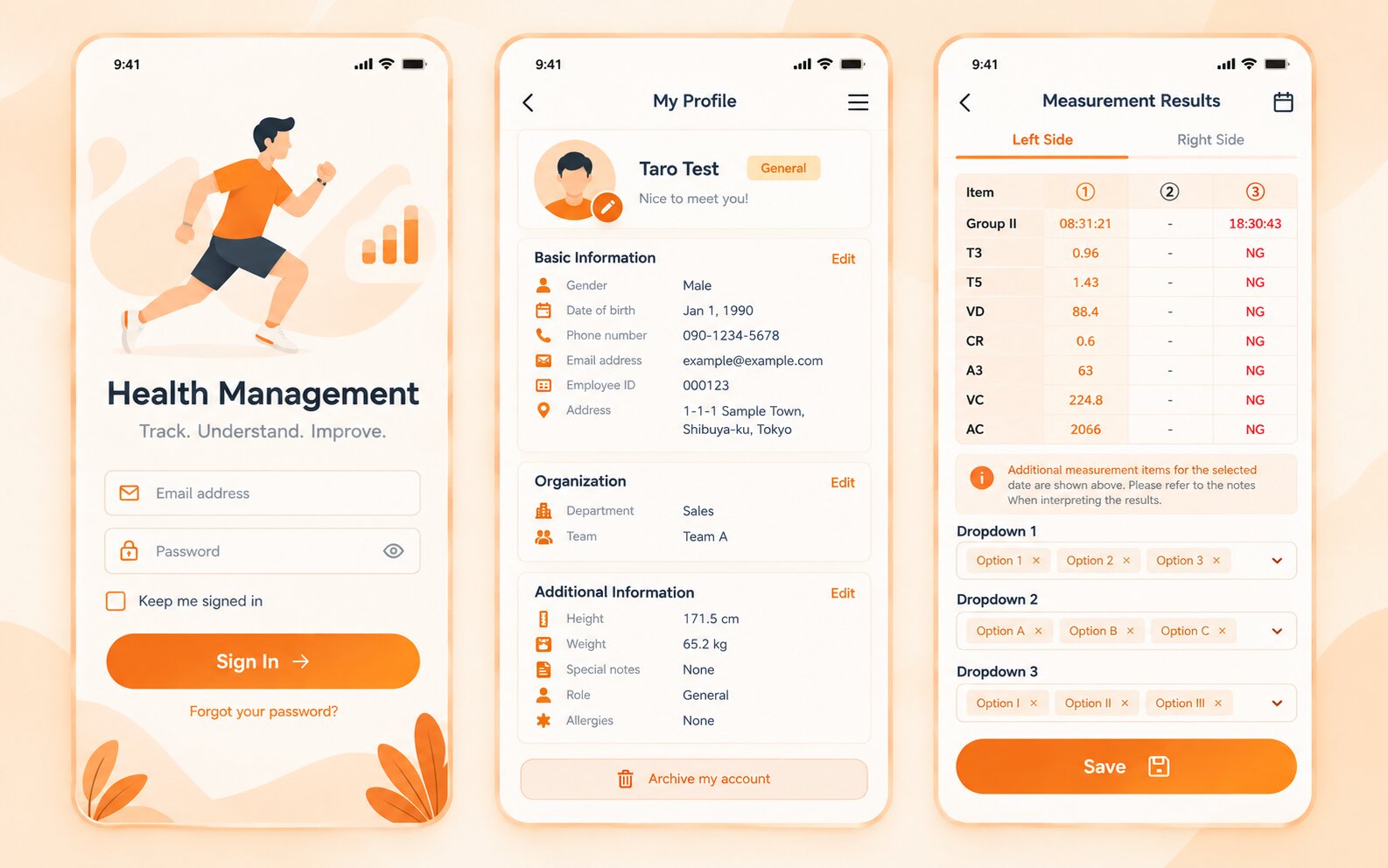 Developing a healthcare app for user management and health measurement tracking